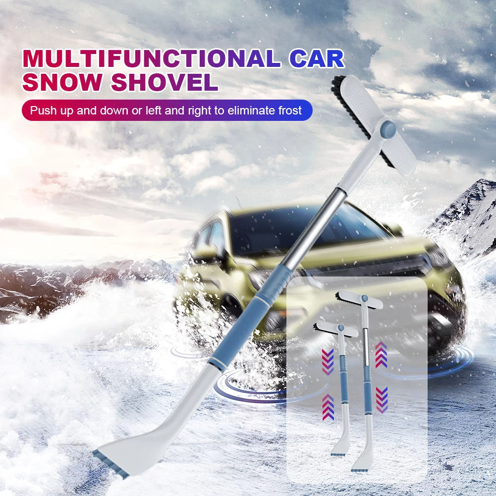 360 degree rotating snow brush head for car windows and roofs extendable winter tool