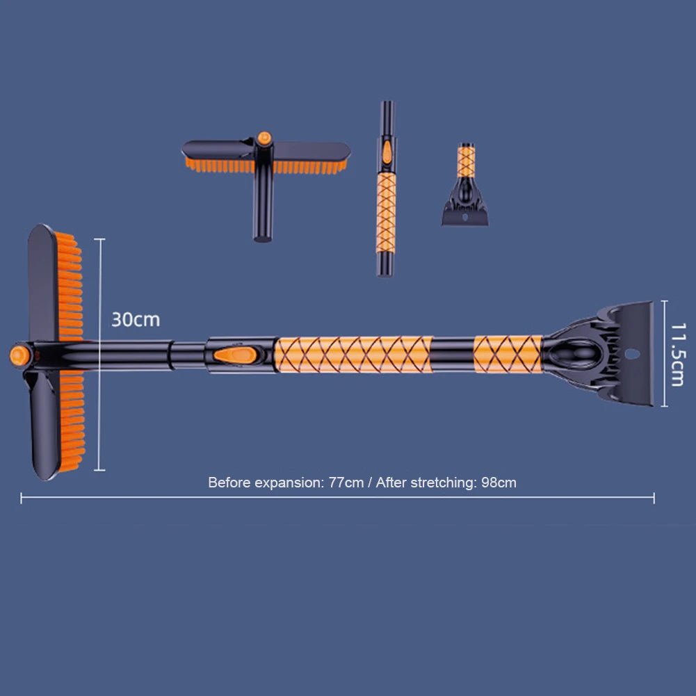 Product size diagram showing extendable length and dimensions of FrostBite M1 snow brush