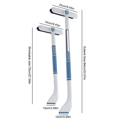 Product size diagram showing extendable length and dimensions of FrostBite M1 snow brush
